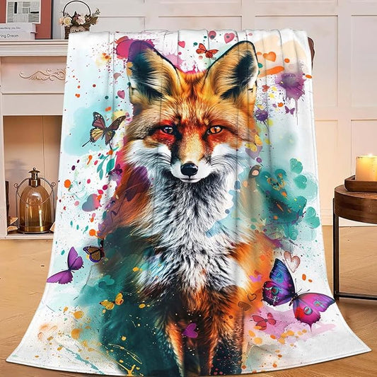 Fox Throw Blanket Fox Stuff Gifts for Kids Girls Boys Adults Women Man Soft Cozy Warm Plush Fluffy Fuzzy Fleece Blanket Decor 40''X50''