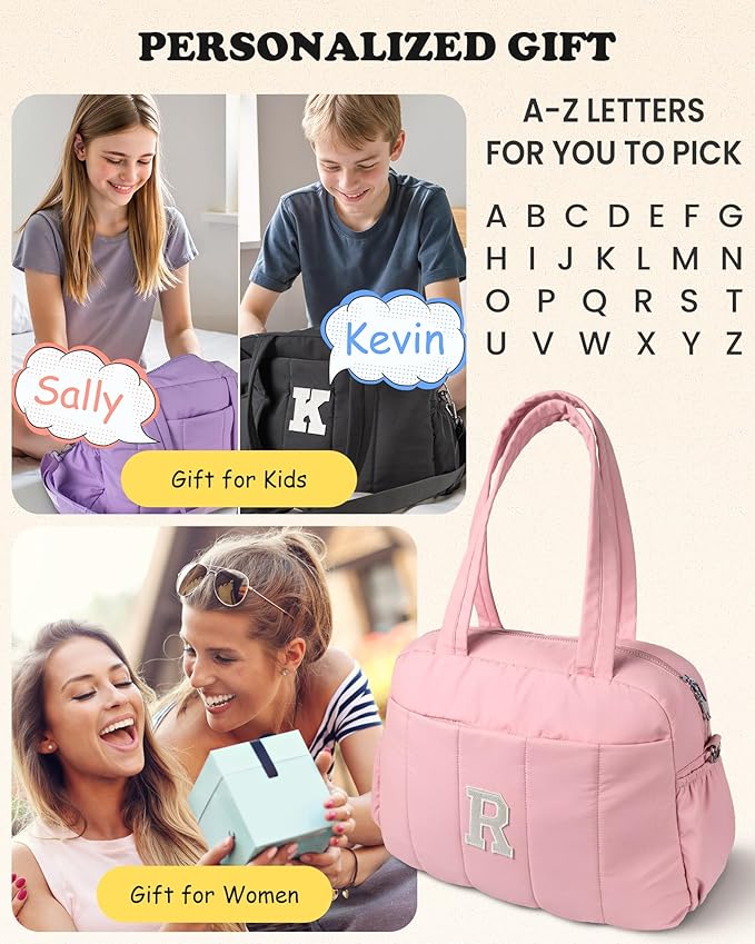 College Gifts for Women, Duffle Bag for Travel, Weekender Bags for Women，Initial Overnight Bag with Wet Pocket，Lightweight Travel Bags Personalized Gym Tote with Makeup Pouch