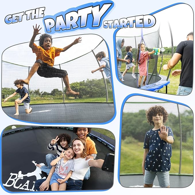 BCAN 8FT 10FT 12FT 14FT 15FT 16FT Recreational Trampoline with Enclosure for Kids Adults, ASTM Approved, Outdoor Trampolines with Ladder for Kids
