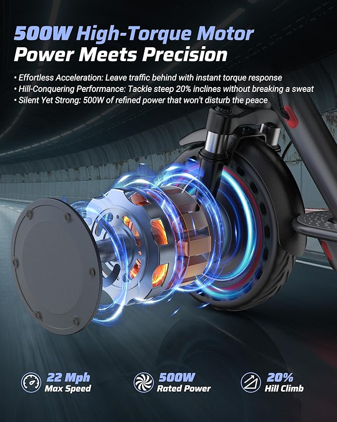 Electric Scooter for Adults - 350W/500W Motor, 8.5"/10" Solid Tire, Top Speed 19 MPH, Max 16-22 Miles Ranges, Load 265LBS, Aluminum Alloy Frame Foldable Commuting Escooter for Adults & Teens