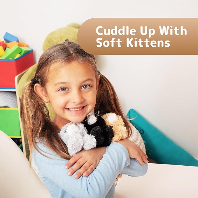 PREXTEX Plush Cat Toys Stuffed Animal with 3 Cats Baby Stuffed Animals - Big Cat Zippers 3 Little Plush Baby Kittens - Cat Stuffed Animal with Babies - Gift for Cat Lovers, Cat Stuffed Animals