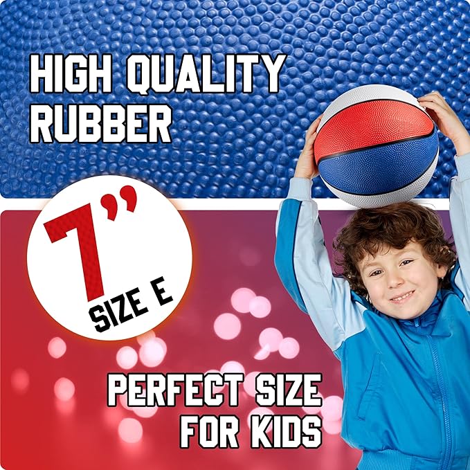 Rubber Mini Basketball Balls for Kids 7 Inch, Size 3 Pack of 3 - Pool Basketball for Mini Hoop Outdoor & Indoor