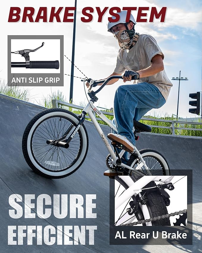 Freestyle BMX Bikes 20 Inch Kids Bicycle with 4 Pegs for 8-15 Years Old Teens, Boys, Girls, Beginner-Lever Riders,Multiple Colors