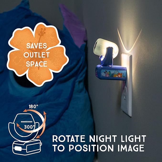 Projectables Disney Lilo and Stitch LED Kids Night Light, Projector, Plug-in, Dusk-to-Dawn, UL-Listed, Ideal for Hallway, Bedroom, Nursery, Playroom, Gaming Room, 84867
