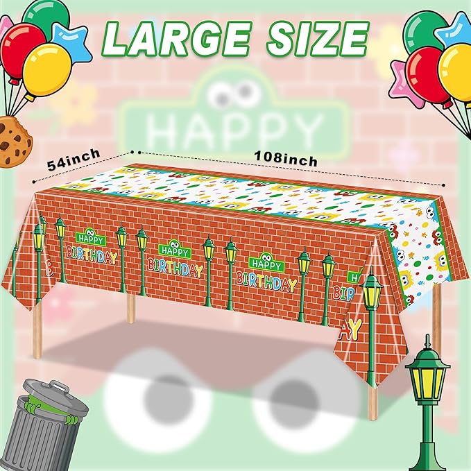 147PCS Cookie Party Supplies for Baby Birthday Party Street Themed Tableware Set Napkin Cups Forks Knives for 20 Guests