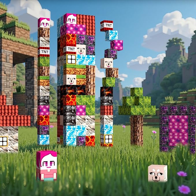 Magnetic Blocks 126PCS - 1 inch Magnetic Building Blocks Cubes Kid STEM Sensory Toy for 3+ Year Old Boys & Girls Game Themed Gifts