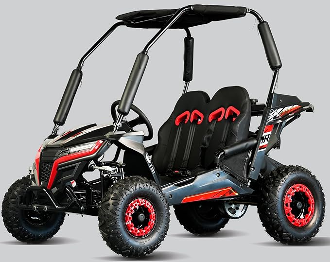 TrailMaster Cheetah 6 Youth Go-Kart - 163cc 5.5HP Engine, 4-Point Safety Belt, Remote Kill, Speed Governor, Suitable for Kids 6-12. with Pre-Assembled Version Now! (Plus, Red)