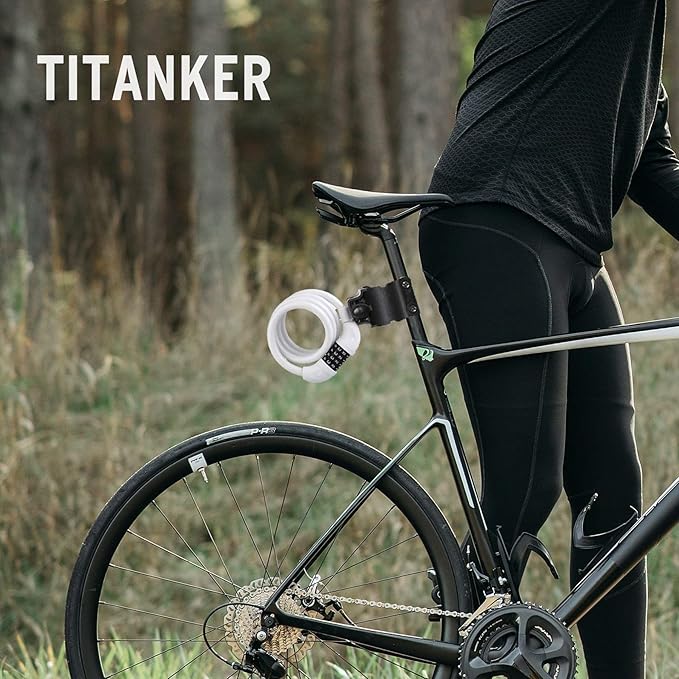 Titanker Bike Lock, Bicycle Lock 4 Feet Cable Lock 1/2 Inch Resettable Bike Lock Combination with Mounting Bracket, Bike Accessories for Bicycle, Electric Scooter, Motorcycle