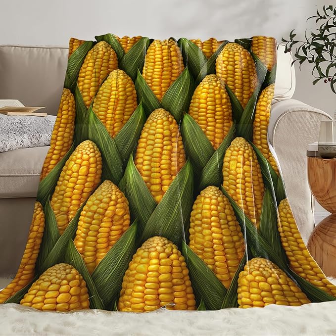 Corn Lover Blanket for Women Girls, Corn Flannel Throw Blanket, Cozy Fleece Soft Stuff Blankets Gift for Kids Couch Sofa Bed 50" x 40"