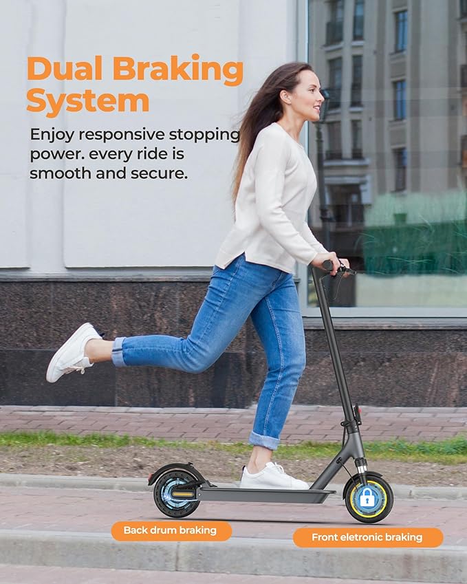 NAVIC Electric Scooter with Dual Suspension/Braking, 350W/500W Motor, 19/22 Mph, Max 22/27/49Mi Range, Foldable E Scooter for Adults with App