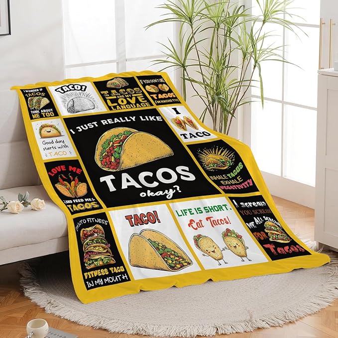 Taco Blanket Food Burrito Throw Blanket Gifts for Taco Lovers Girls Women Kids Boys Adults Men Super Soft Cozy Plush Fluffy Fuzzy Fleece Blanket Home Decor 50''X60''