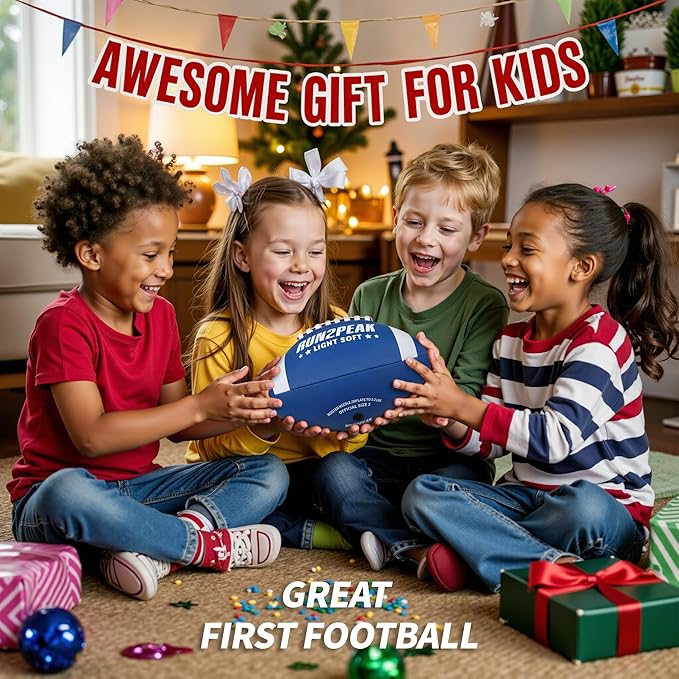 Light Soft Mini Football for Kids Toddler - 8" PU Leather and Foam Layer Small Footballs - Safe Lightweight Indoor Outdoor Beach Water Pool Sports Toys for Summer Outside Games Play with Pump
