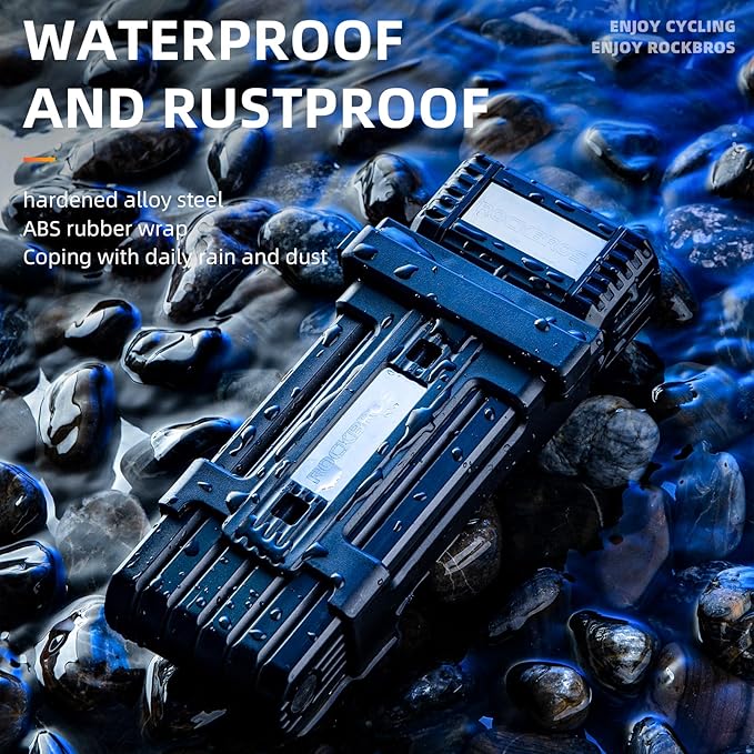 ROCKBROS Folding Design Chain Bike Lock – Heavy-Duty 3.3 lbs Portable Key Lock with Anti-Theft Alloy Steel, Waterproof & Rustproof for Bicycle, E-Bike, Scooter, Motorcycle