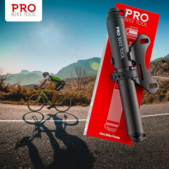 Pro Bike Tool Mini Bike Pump - Compact and Portable Bicycle Tire Pump for Fast Inflation - Compatible with Presta and Schrader Valves - Lightweight and Durable Design - Essential Bicycle Accessories