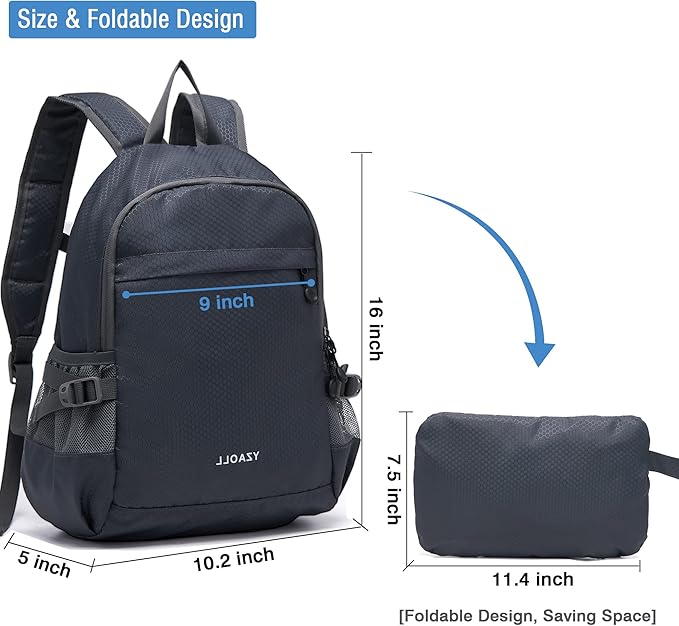 YZAOLL Small Lightweight Packable Hiking Backpack, 20L Hiking Backpack Day Pack for Women Men Travel Camping Vacation,Gray