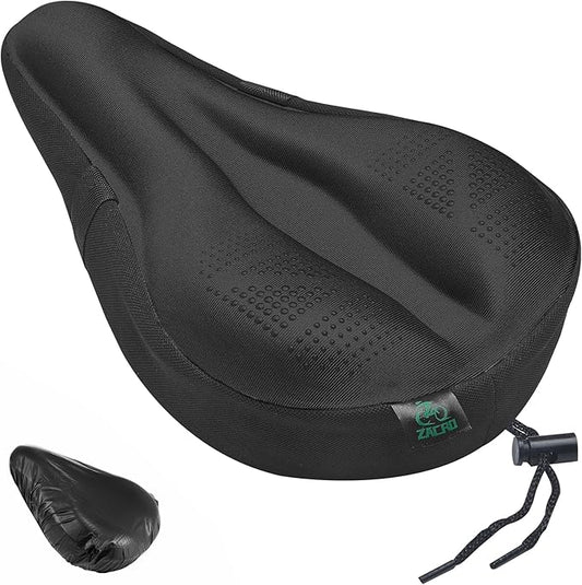 Zacro Bike Seat Cushion - Padded Gel Bike Seat Cover for Men & Women, Padding Bicycle Saddle fit with Peloton/Spin Stationary Exercise/Mountain Road Cycling Bike
