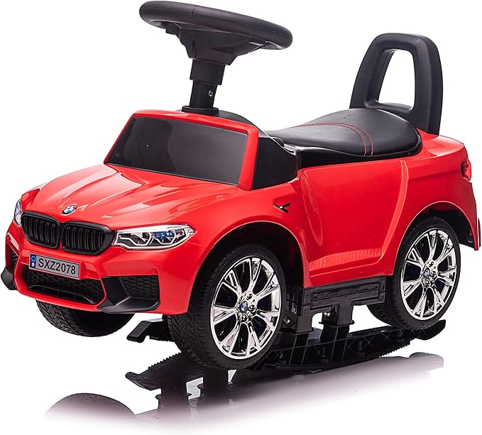Best Ride On Cars BMW 4 in 1 Battery Powered Push Car, Red, Large