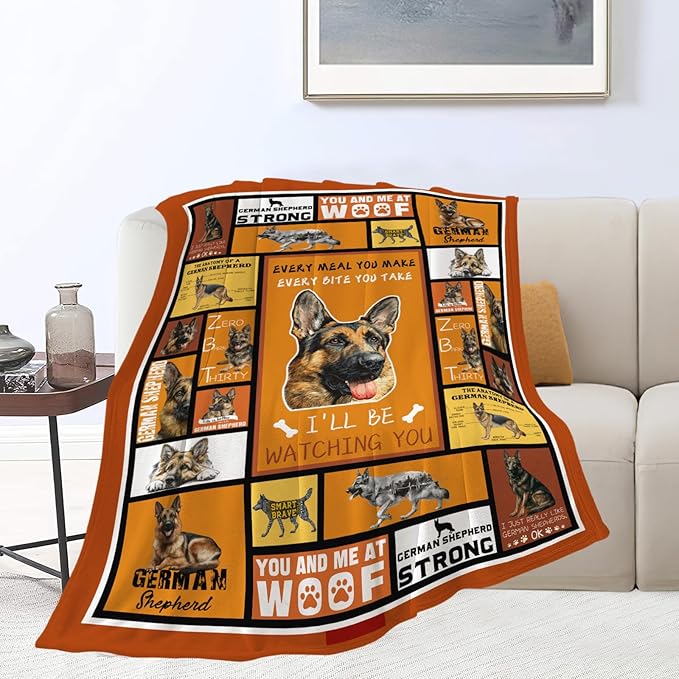 German Shepherd Throw Blanket German Shepherd Puppy Stuff Gifts for Dog Lover Kids Girls Boys Adults Women Men Soft Cozy Warm Plush Fluffy Fuzzy Fleece Blanket Decor 50''X60''