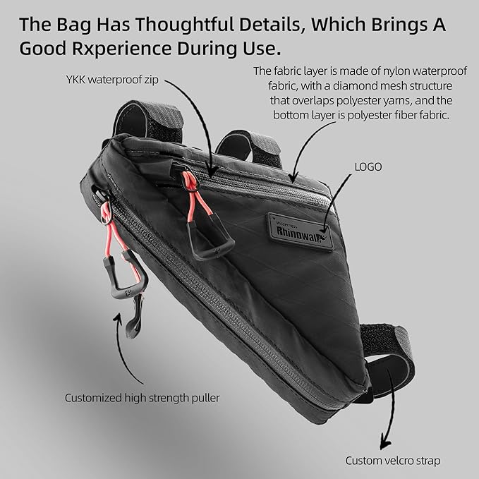 Rhinowalk Bicycle Front Frame Bag Waterproof Bicycle Bag 0.9L Cycling Accessories Nylon Pack Pouch for MTB Road Bike Cycling Commuting and Outdoor Adventures