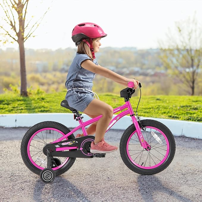 BABY JOY Outer Space Kids Bike, 14 16 18 Inch Sport Bicycle for 3-8 Years Old w/Adjustable Saddle, Training Wheels, Widened Tyre, Handbrake & Coaster Brake, 95% Pre-Assembled Girls Boys Bike