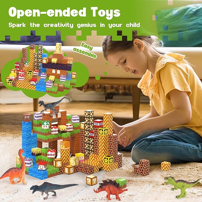 Magnetic Blocks 216Pcs Game Style, Magnetic Building Blocks Sensory Building Toys for 3-5 4-6 5-7 6-8 Year Old Boys Girls, Christmas Birthday Gifts for Boys & Girls Ages 3+