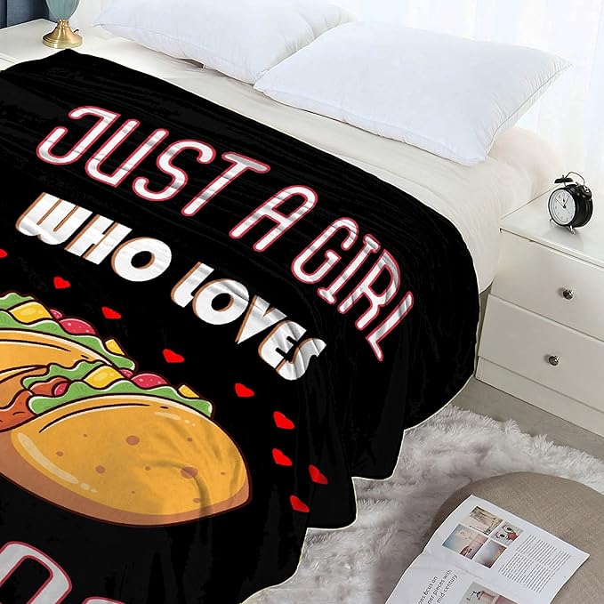 Just Girl Who Loves Tacos Blanket Soft Blankets and Throws Flannel Cozy Lightweight Quilt Gift Perfect for Bed Sofa Couch-60 x50 Medium for Teen