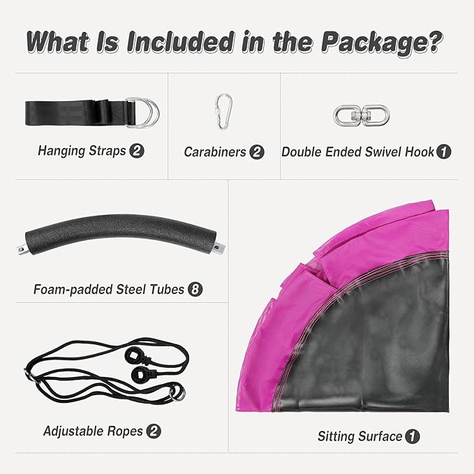 RedSwing 43" Flying Saucer Swing for Kids Outdoor, Large Round Tire Swings for Trees and Swingset, Strong Heavy Duty for Outside Playground,500LBS Weight Capacity, Purple