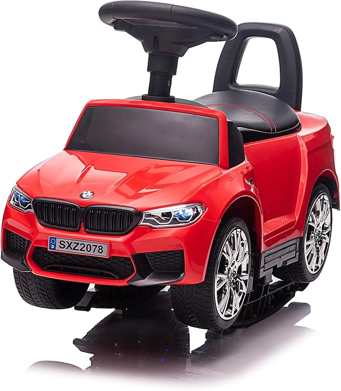 Best Ride On Cars BMW 4 in 1 Battery Powered Push Car, Red, Large