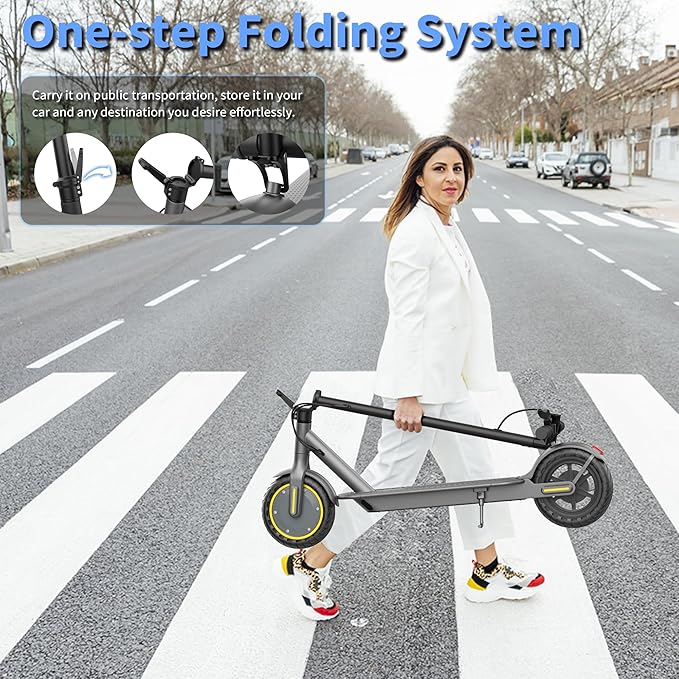 Electric Scooter, Folding E Scooter for Adults with Seat, 350W Motor, 8.5" Tire, 19MPH, 21Mile Long Range Lightweight Teens Commuting Sit Down Escooter with App, Bluetooth, Dual Brake (Seat Optional)