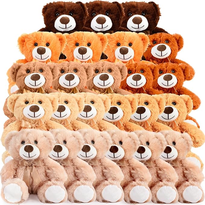 Liliful 24 Pcs 14 Inch Bear Stuffed Animals Plush Toys Bulks Soft Plush Gift for Boys Girls Birthday Baby Shower Favor Wedding Festival Party Decor (8 Colors)
