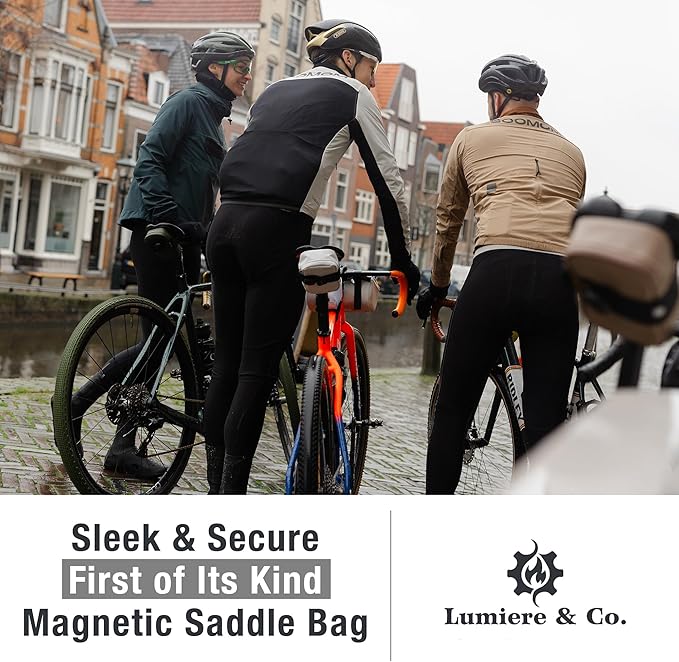 Lumiere & Co. Falcon Magnetic Saddle Bag– 0.69L | 6”x 3.5”x2 | Sleek Minimalist Design, Fast Magnetic Buckle Attachment | Cycling Bike Bag (White, Large)