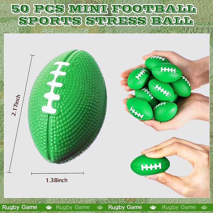 Blulu 50 Pack Mini Football Bulk 2.17" Foam Football Party Favor Sports Stress Ball Small Foam Ball for Back to School Homecoming Game Team Birthday Party Bag Gift Filler