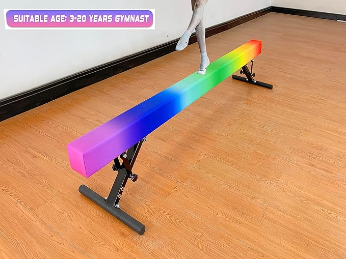 Adjustable Balance Beam 8 ft Gymnastic Beam Adjustable Height for Kids and Teenage of All Gymnastic Levels, Gymnastic Training Beam Gymnastic Equipment for Athlete Home and Gym Club Use