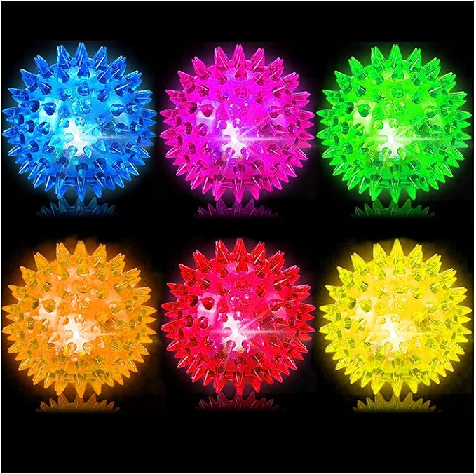 Sensory Light Up Bouncy Balls - Sensory Toys for Kids with Autism Toys for 3-4 5-7 8-12 Gifts for Boys Girls Spiky Stress Balls Novelty Noisemaker Toys Stocking Stuffers for Grandkids