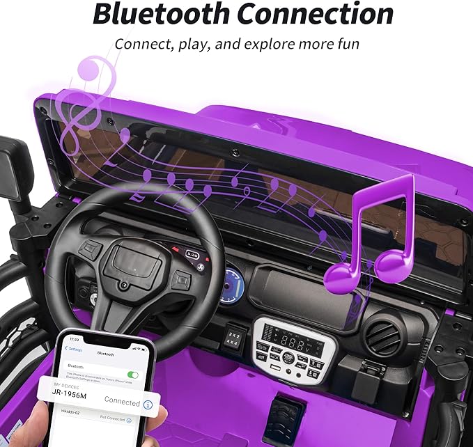 2 Seater Ride on Electric Car, 12V Ride on Toy Car for Kids 4-8 w/Remote Control, EVA Tires - Purple