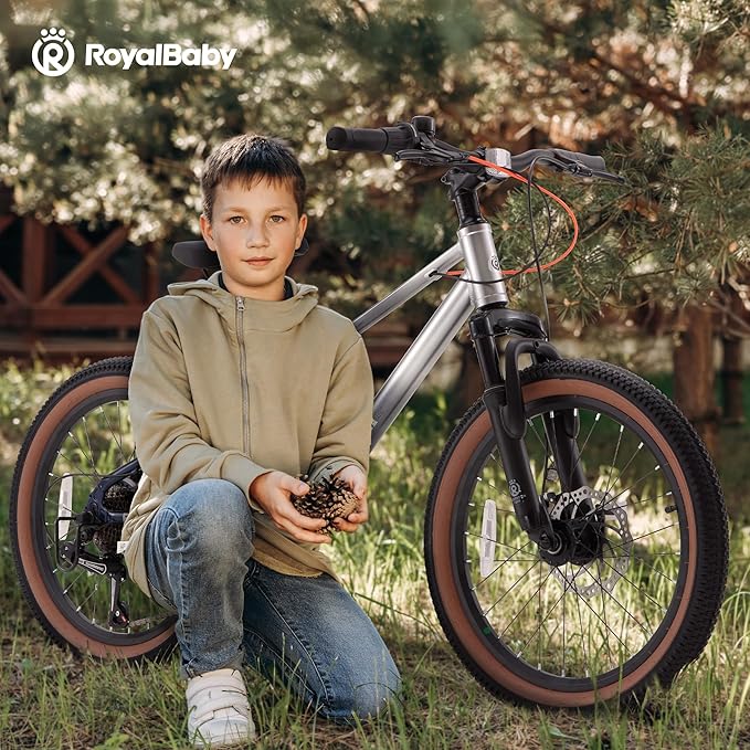 RoyalBaby Kids Mountain Bike for Boys and Girls, Ultra-Light Aluminum 20-24 Inch Wheel Bicycle for 6-14 Years Old Children, 7/21-Speeds Drivetrain
