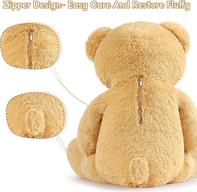 MorisMos 47inch Giant Teddy Bear Stuffed Animal 4ft, Large Teddy Bear Plush, Big Stuffed Bear Gifts for Kids, Girls, Girlfriend, Women on Baby Shower, Valentine, Christmas, Birthday (Light Brown