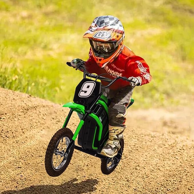 Electric Dirt Bike for Kids, 24v 350w Kids Electric Motorcycle, 3-Speed Modes & Up to 14.29 MPH, Metal Suspension Safe and Shock Proof, Children Off-Road Ride-on Dirt Motorcycle