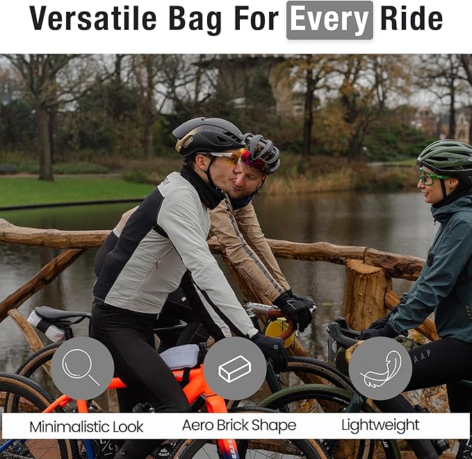 Lumiere & Co. Falcon Magnetic Saddle Bag– 0.69L | 6”x 3.5”x2 | Sleek Minimalist Design, Fast Magnetic Buckle Attachment | Cycling Bike Bag (White, Large)