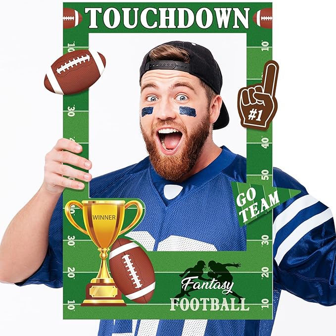 Football Photo Booth Props, Super Football Bowl Game Party Favors, Photo Frame Props for Sports Theme Party Decorations (Assembly Needed)
