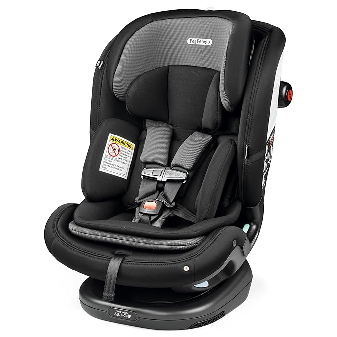 Peg Perego Primo Viaggio All-in-One Convertible Car Seat – Newborn to 10+ Years – 5-120 lbs – Height Adjustable & Slim, 100% FR-Free, Made in Italy, Crystal Black (Black)
