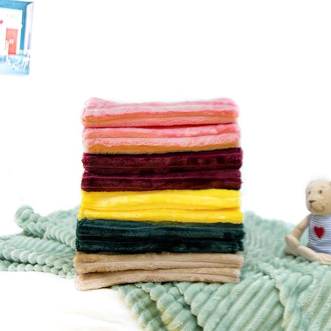 NTBAY Plush Flannel Oversized Baby Blanket, 50X60 Inches Soft and Warm Toddler Blanket with Striped Texture Nursery Bed Blanket for Stroller, Crib, Travel, Baby Gift, 50"x60", Navy Blue