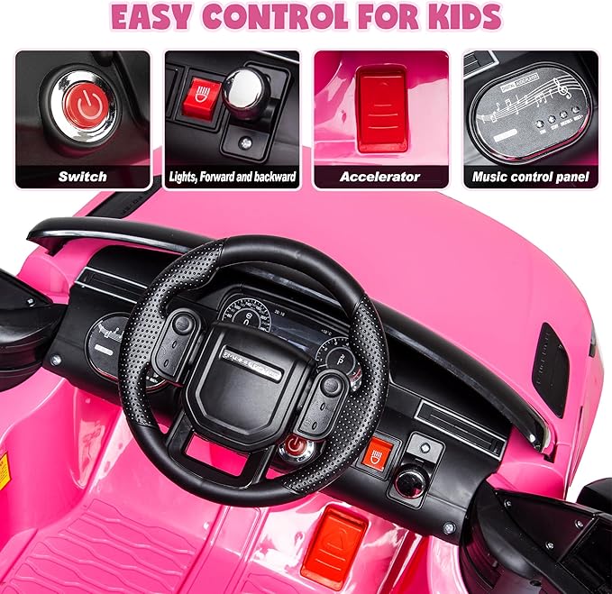 TOBBI Licensed Land Rover VELAR Ride On Toy Car for Toddler,12V 7AH Electric Car for Kids Ages 3-8 to Drive w/Remote Control/Music/Safety Belt,Double Doors