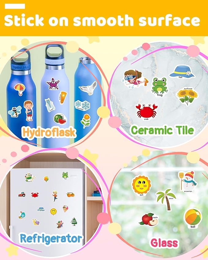 Benresive Reusable Sticker Book for Toddlers 2-4 Years, Fun Travel Stickers for Kids, Waterproof Sticker Books for Toddlers 1-3, Crafts Activities for Toddler 1-3 2-4 3-5 - Season