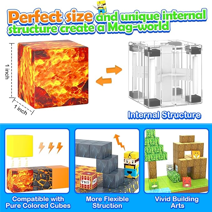 154PCS Dinosaur Toys Magnetic Blocks-Build Mine Magnet World Forest Mine Edition, Dino Adventure Magnetic Building Sensory STEM Kids Toys for Boys Age 3+,Magnet Games for Boys Girls 3-5 4-6 5-7 6-8