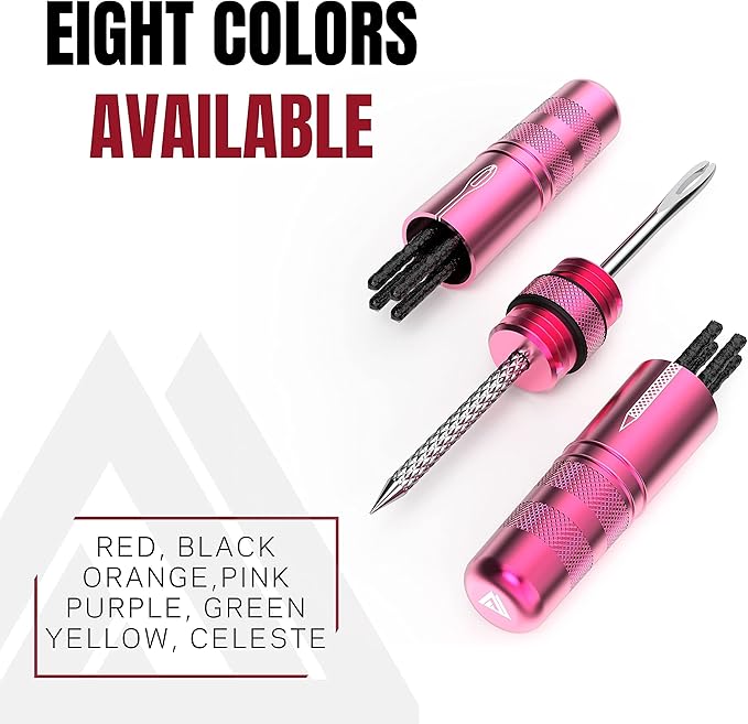 KOM Cycling Tubeless Tire Repair Kit for Bikes 8 Colors! Fixes Mountain Bike and Road Bicycle Tire Punctures