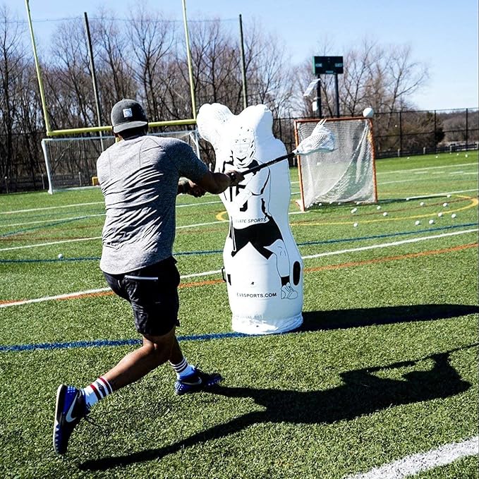Elevate 11th Man Inflatable Lacrosse Goalie Shot Blocker and Dodging Dummy - Dodge and Shoot with This New Lacrosse Goal Target Training Aid w/Pump for Boys and Girls Lax Training Equipment