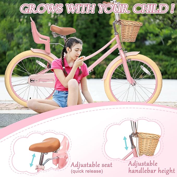 XJD Girls Bike for Toddlers and Kids Ages 2-12 Years Old,12 14 16 Inch Kids Bike with Training Wheels & Basket