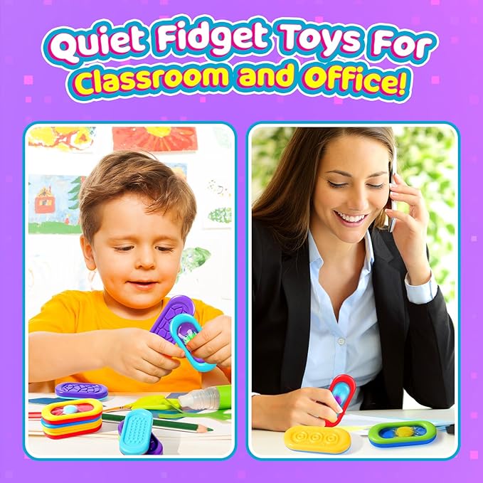 Sensory Marble Fidget for Kids Adults- 24 Pack Squeeze Gel Autism Toys, Quiet Bulk Fidget Stones for Student Classroom Prize, Silent Stress Squishy Calming Sensory Items, School Gooide Bag Stuffers