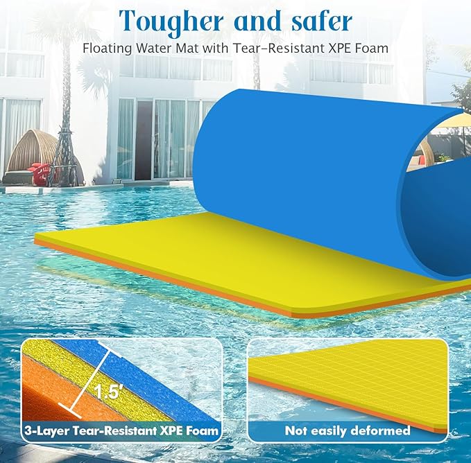 Lily Pad Floating Mat, 7/9/12/18 FT Floating Mat, Pool Float for Water Recreation, Floating Water Mat, 3-Layer Tear-Resistant XPE Foam for Boat, Beach, Ocean, Pool,Lake